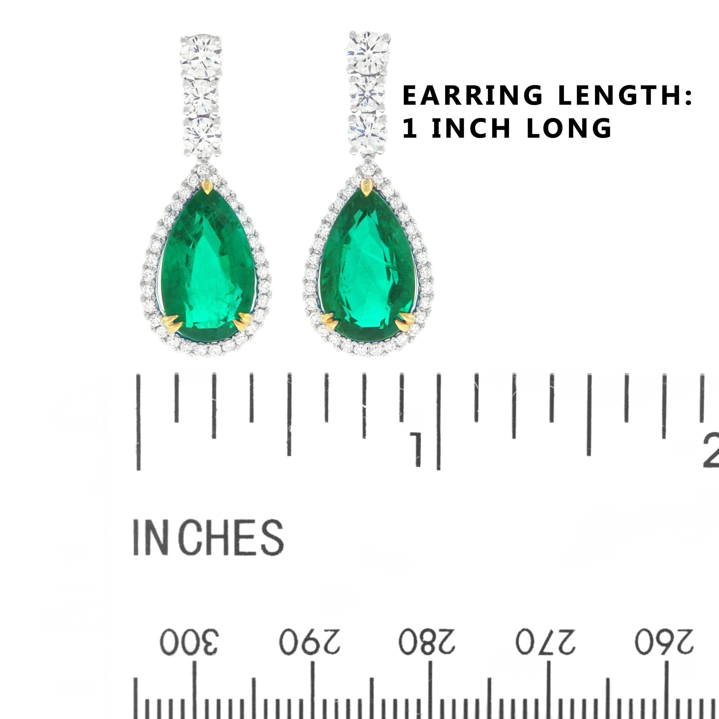 Emerald and Diamond Gold Chandelier Earrings 2