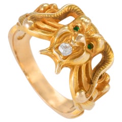 Emerald and Diamond Gold Demon Ring