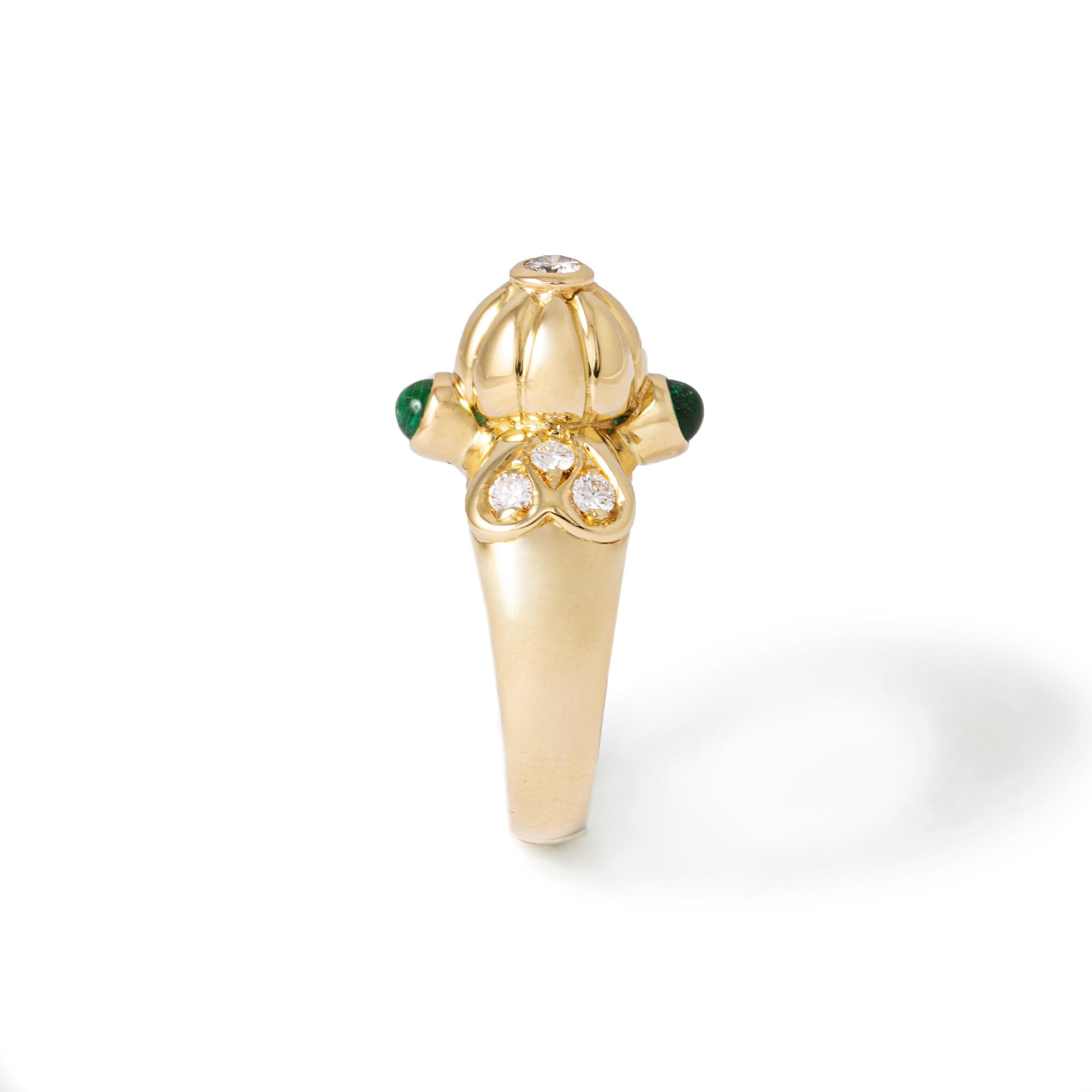 Women's Emerald and Diamond Gold Ring For Sale