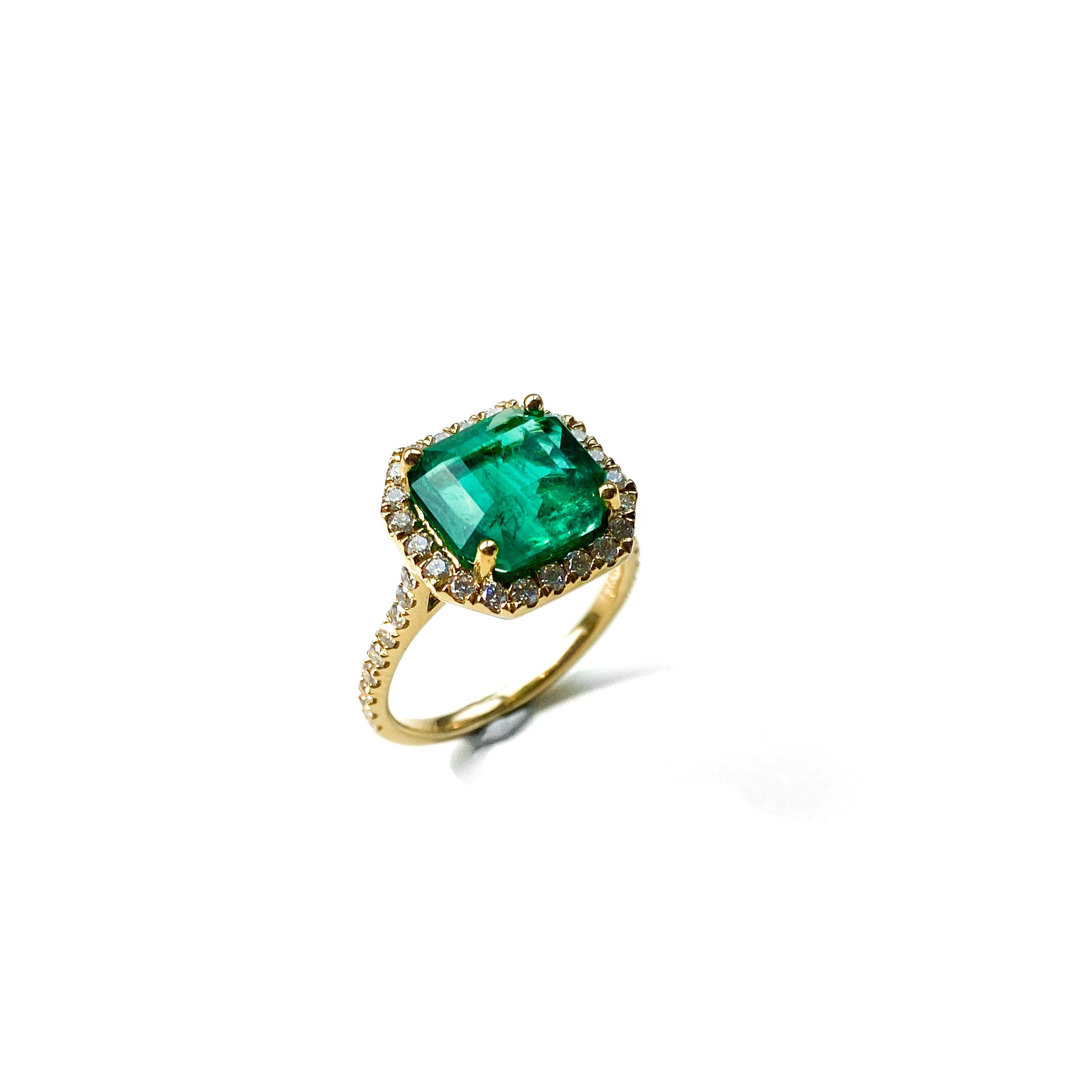 For Sale:  Emerald and Diamond Halo Ring 3