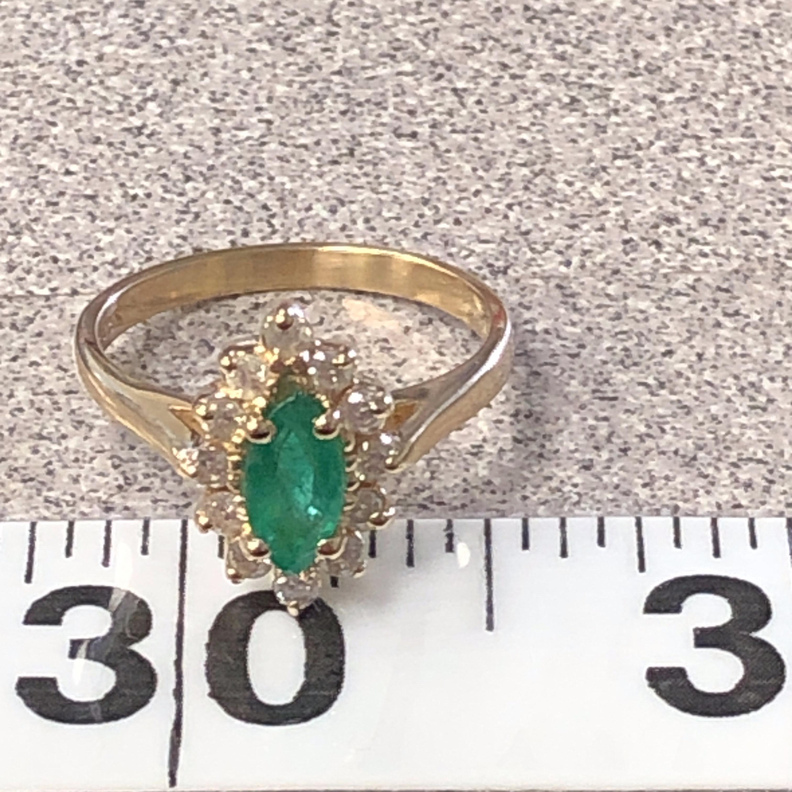 Emerald and Diamond Halo Ring 1