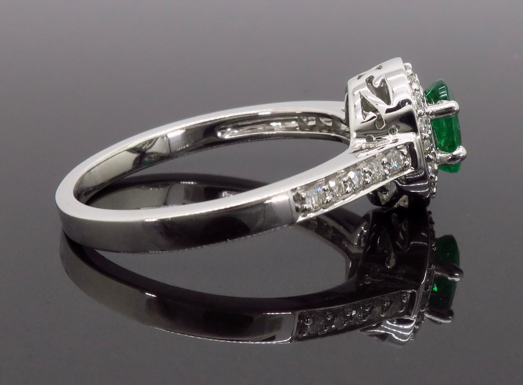 Emerald and Diamond Halo Ring 2