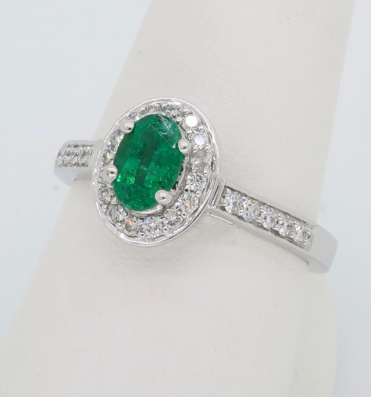 Emerald and Diamond Halo Ring 4