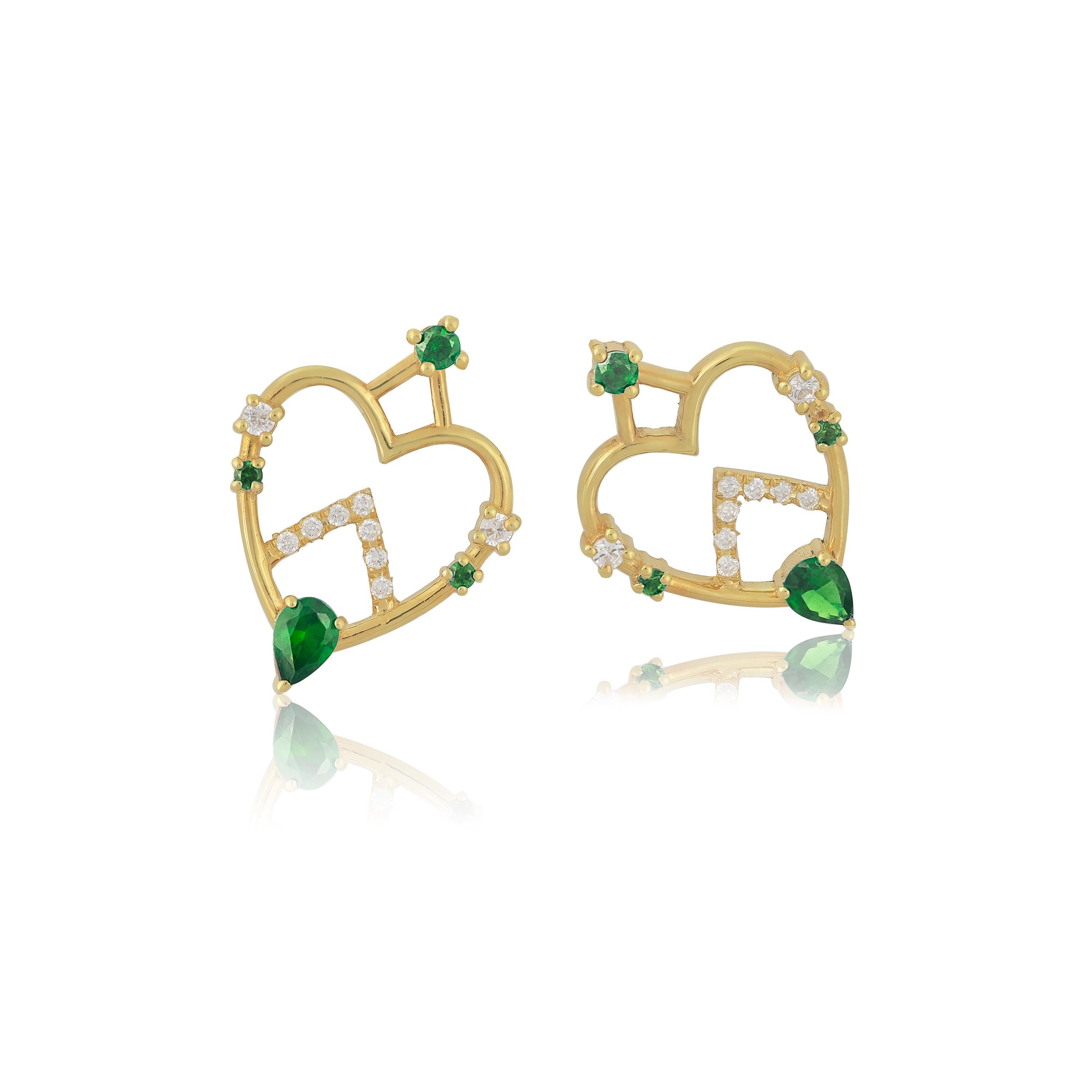 heart shaped emerald earrings