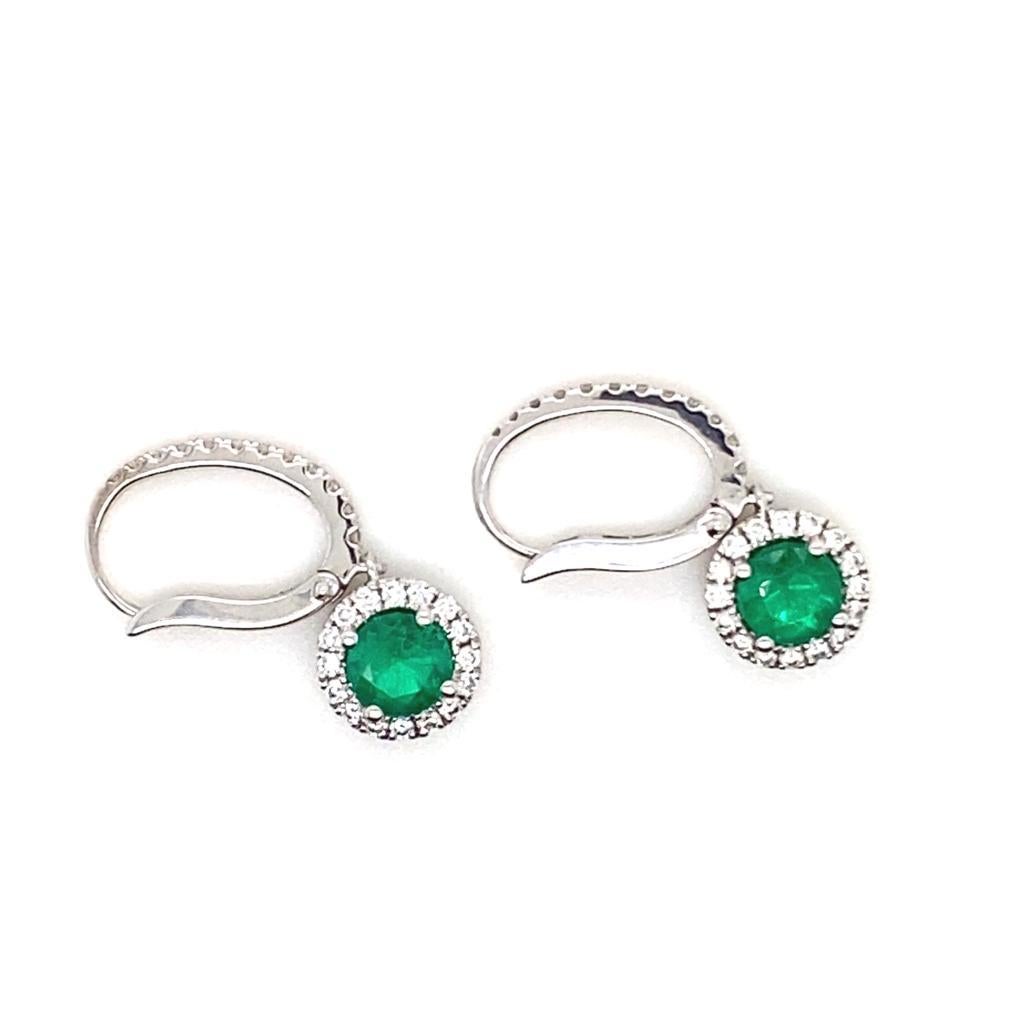 Smaragd- und Diamant-Tropfen-Ohrringe aus 18 Karat Weigold Damen