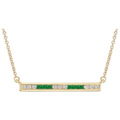 Emerald and Diamond Horizontal Bar Pendant Emerald and Diamond Horizontal Bar Pendant