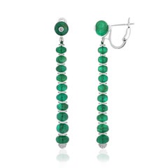 Emerald and Diamond in 18 Karat white Gold Christmas Gift Drop Beads Earring