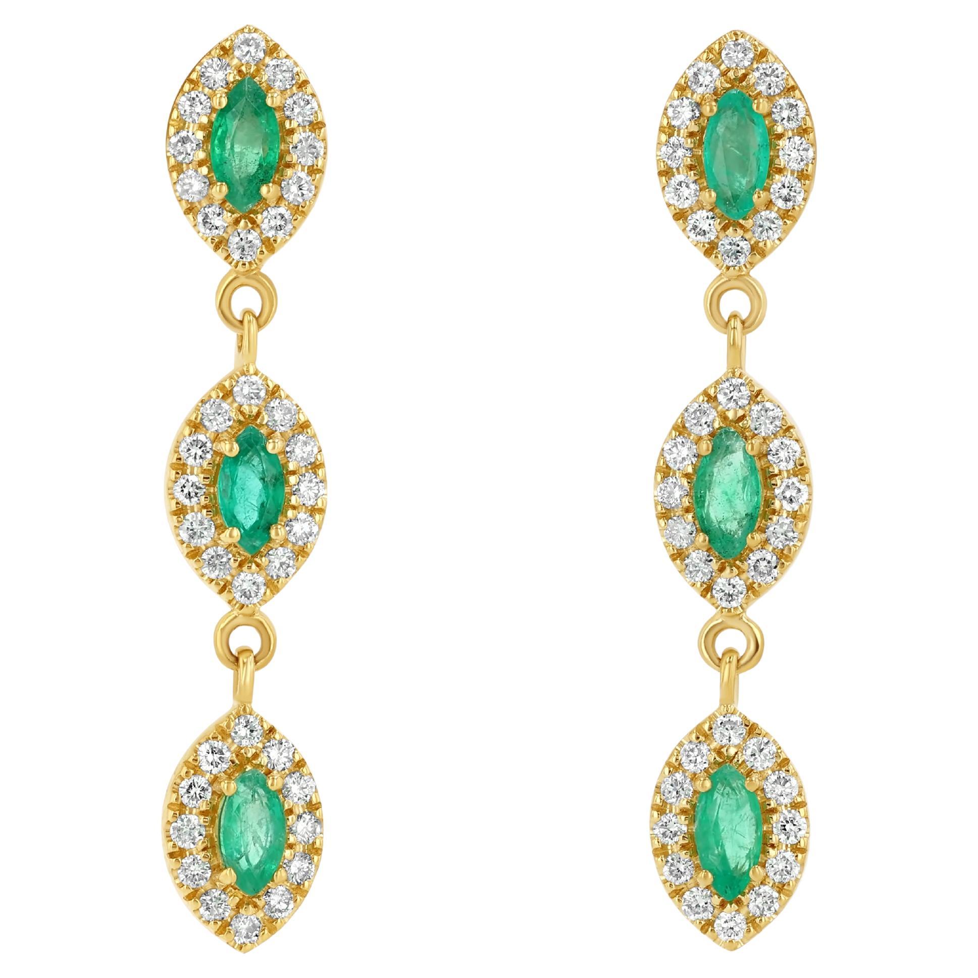Orecchini a goccia con smeraldi e diamanti