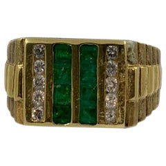 Emerald and Diamond Men's Ring