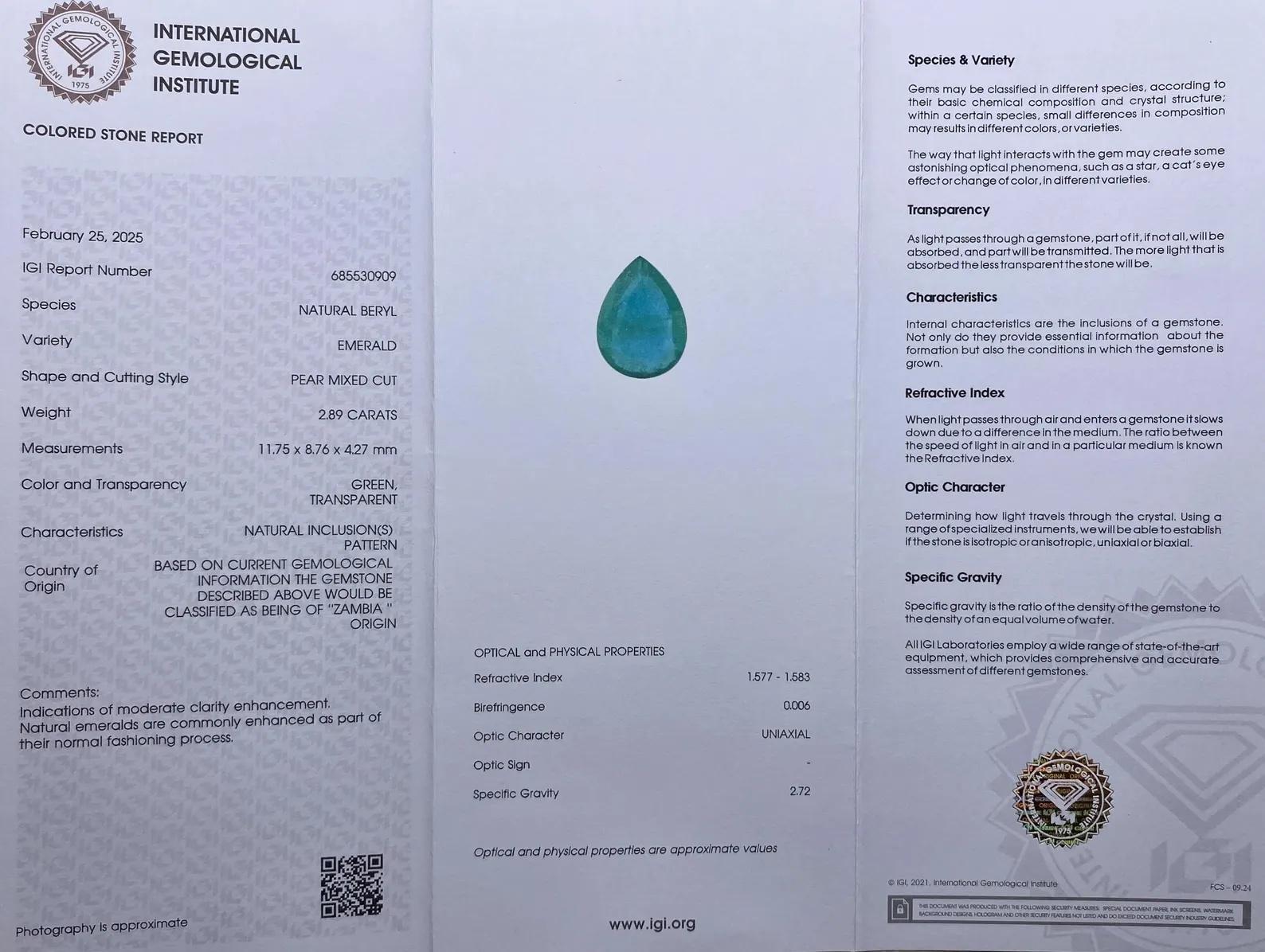 Donna Anello con smeraldo e diamante naturale, oro giallo 14 carati 7US, certificato in vendita