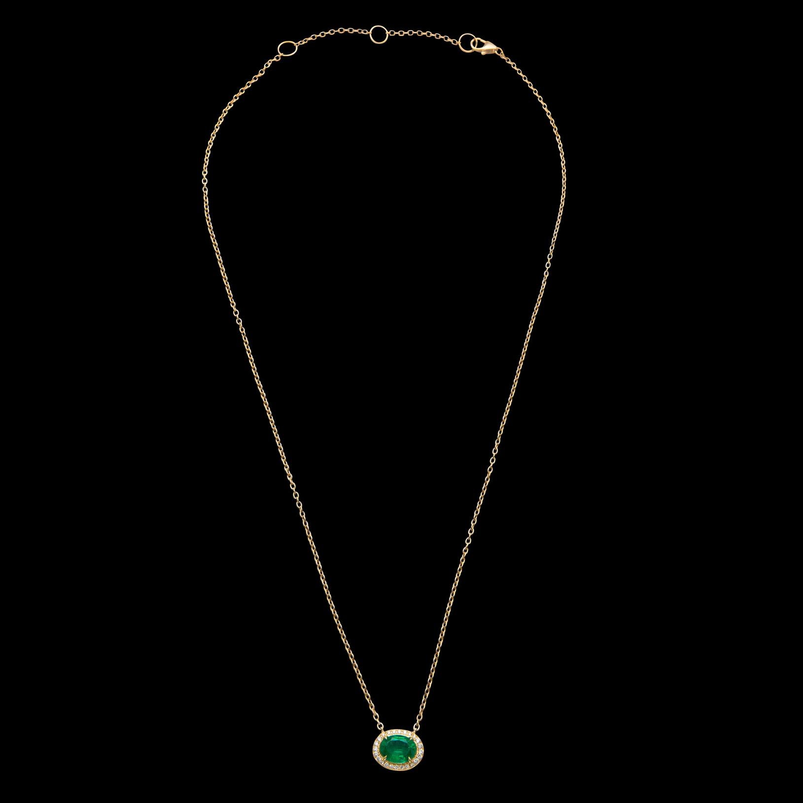 Women's or Men's Emerald and Diamond Necklace by Salavetti