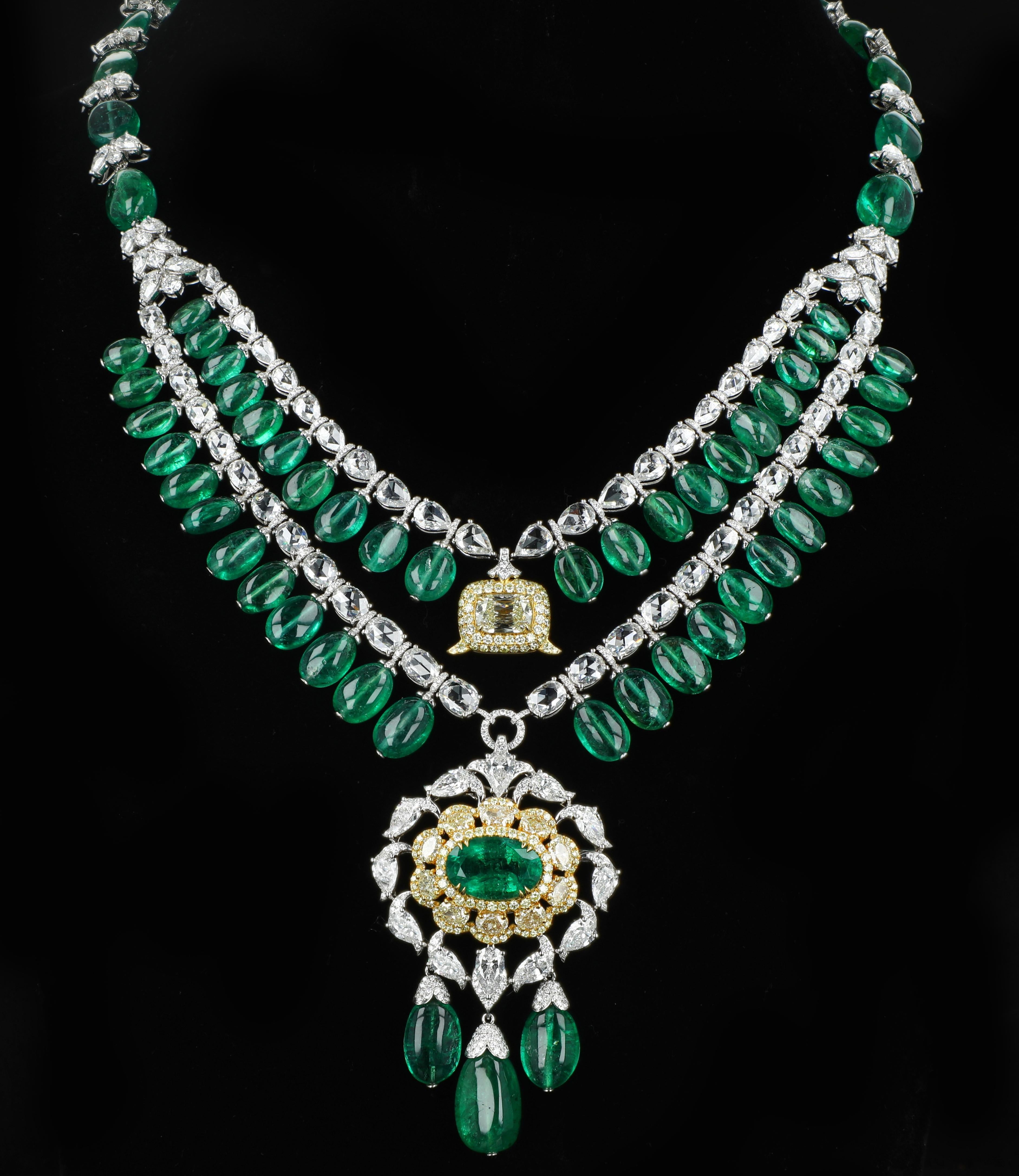 Halskette mit Smaragd und Diamanten Damen