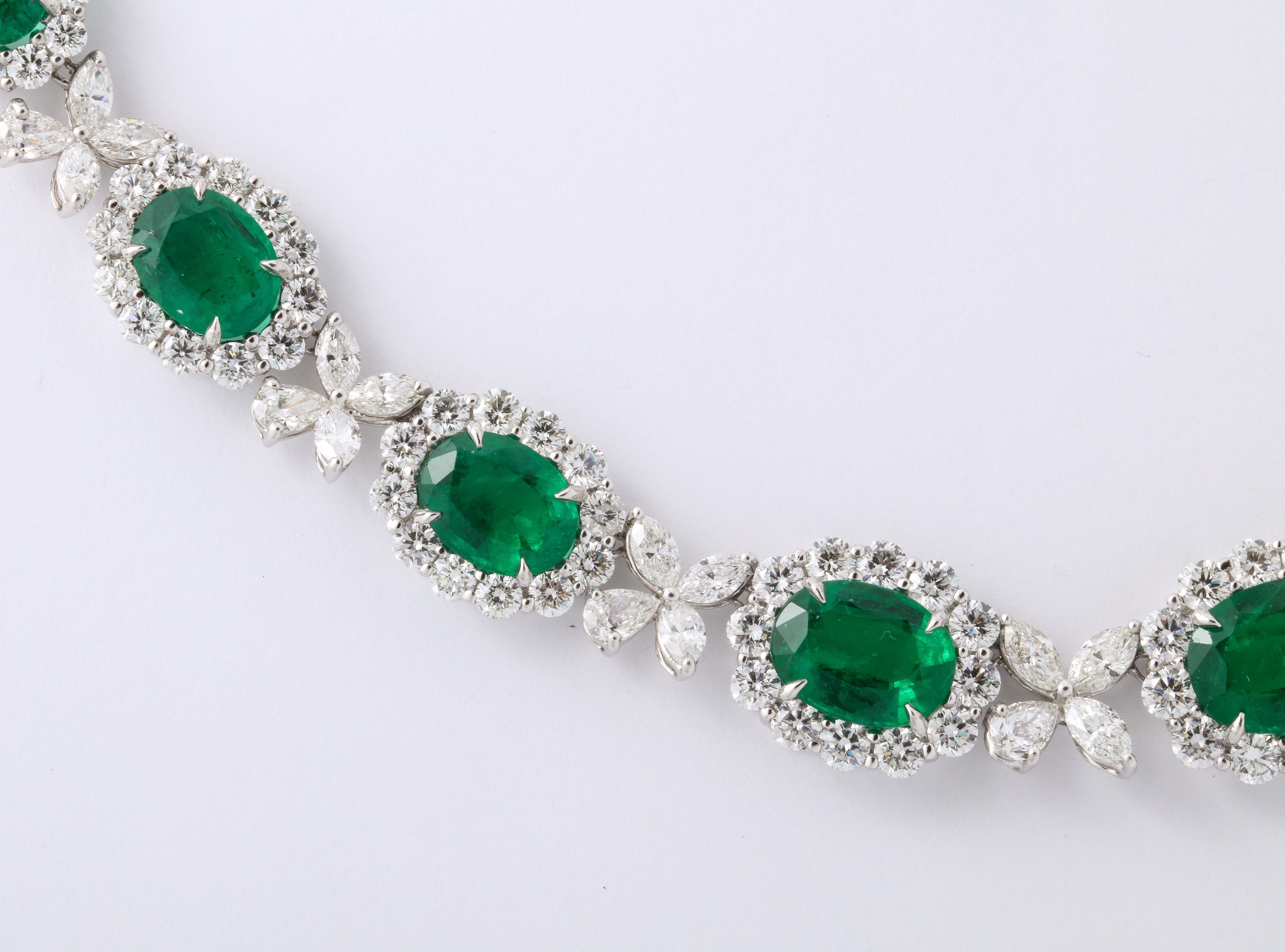 Oval Cut Emerald and Diamond Necklace