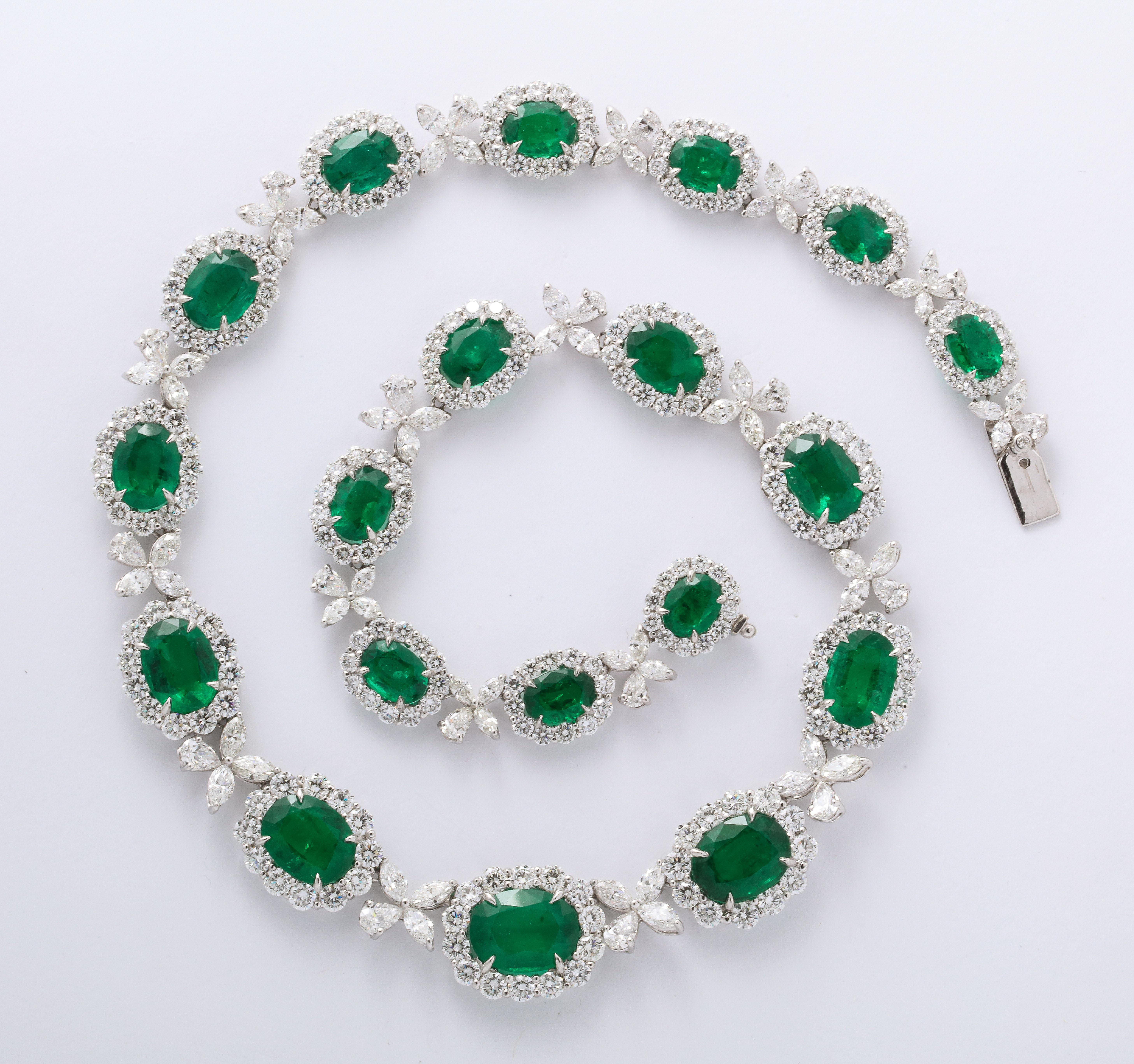 Women's or Men's Emerald and Diamond Necklace