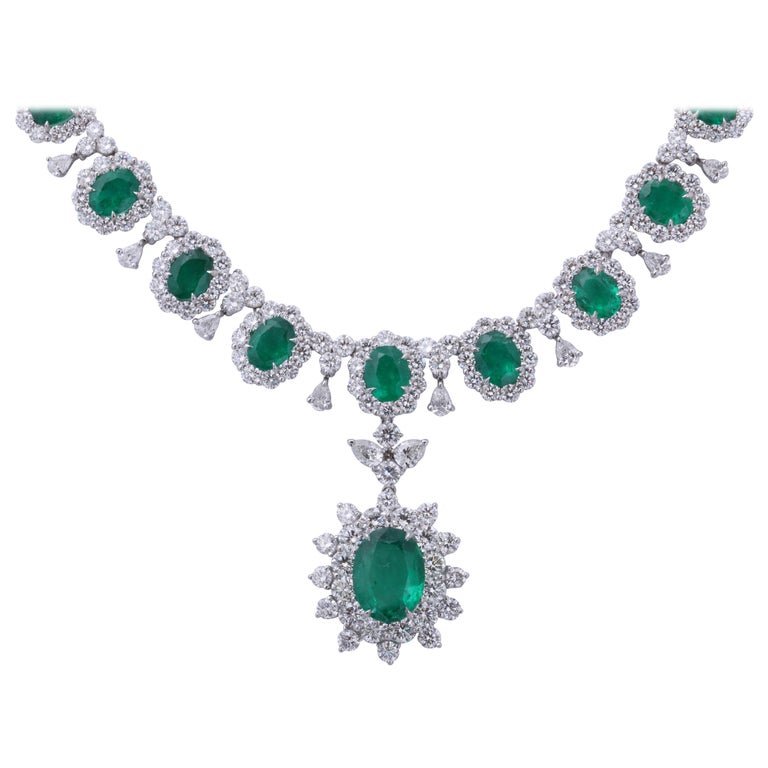 Emerald and Diamond Necklace For Sale at 1stDibs diamond necklace for sale, diamond necklace