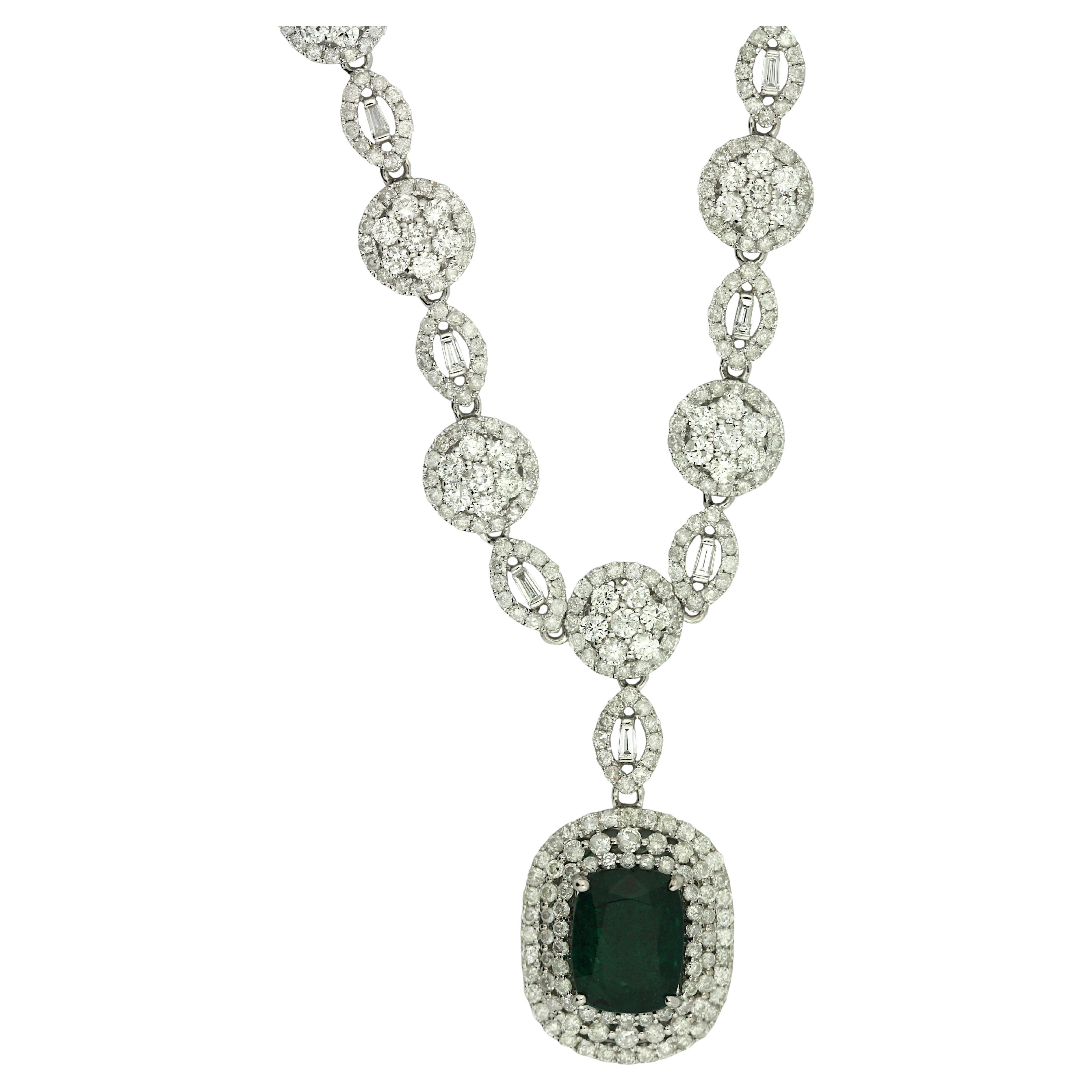 Emerald and Diamond Necklace For Sale at 1stDibs emerald diamond set