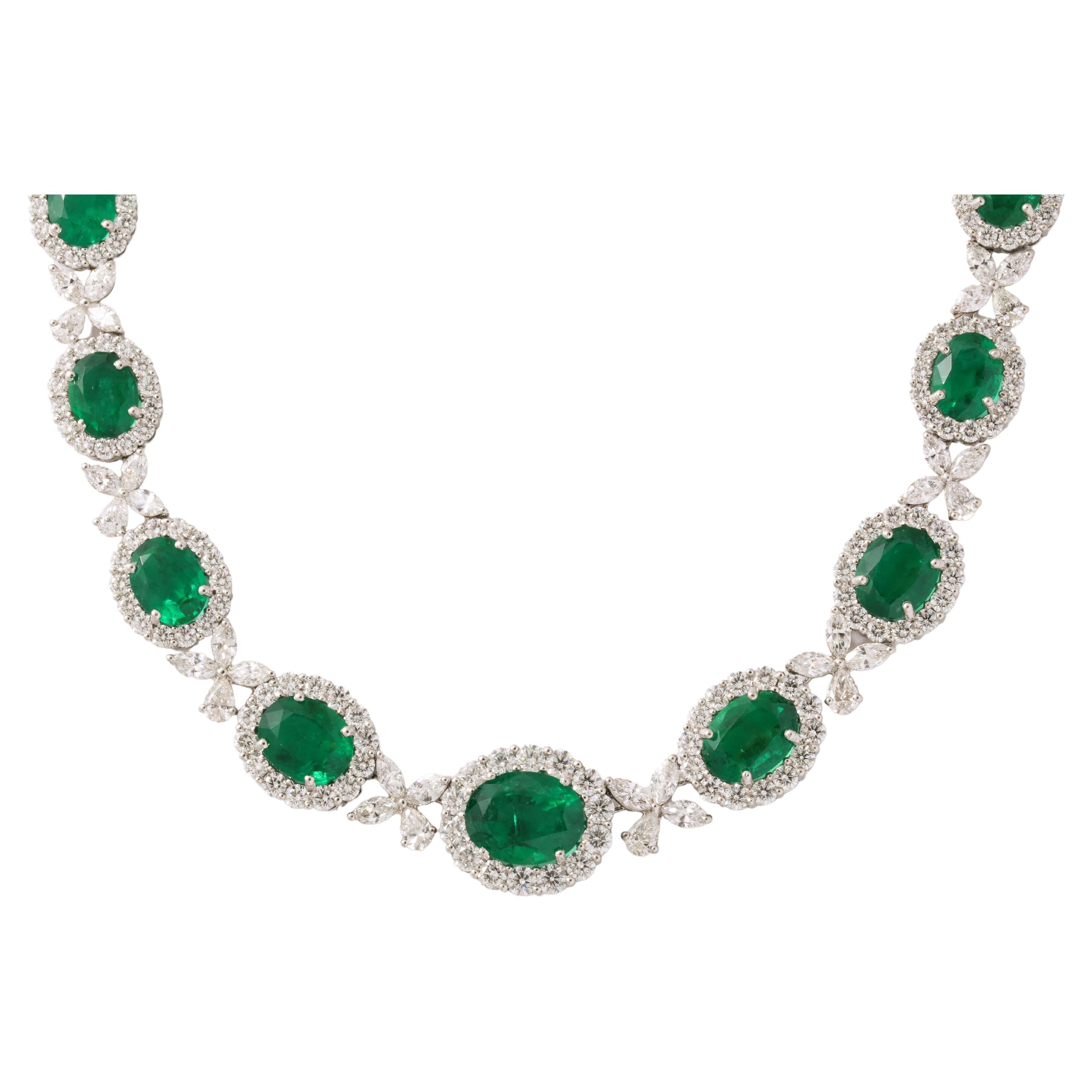 Emerald and Diamond Necklace For Sale