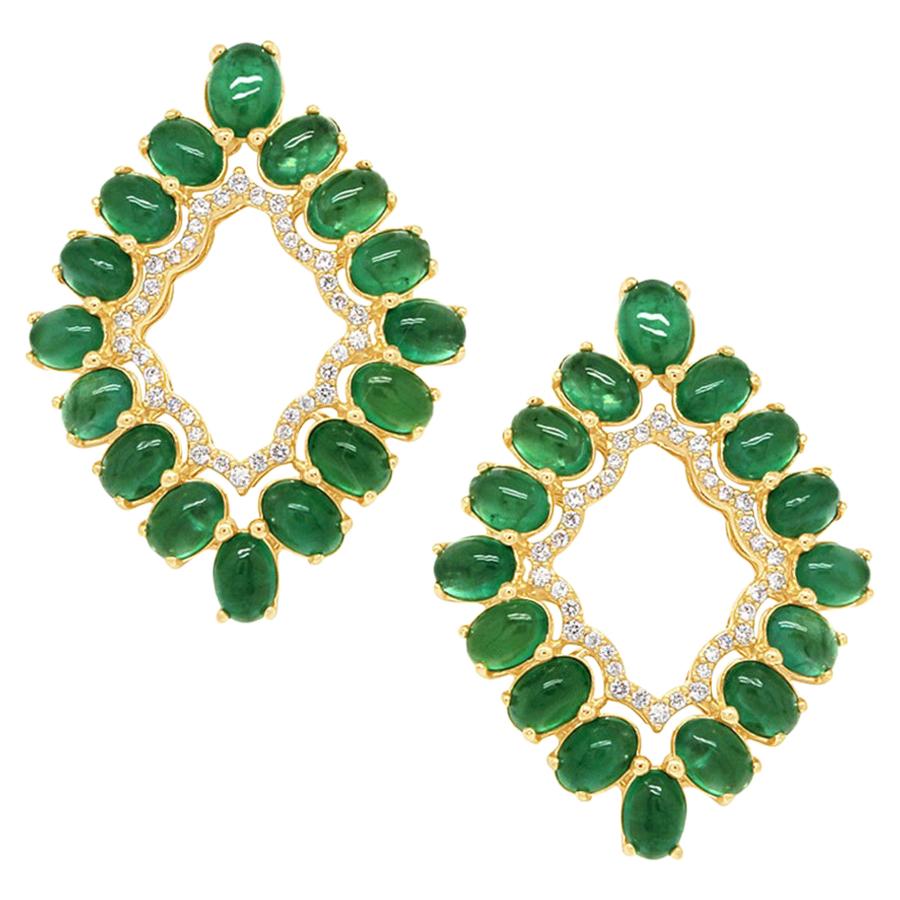 Goshwara The Limited Edition Cabochon Heart Hoop Earrings in Emerald main image 1
