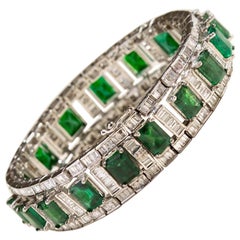 Smaragd- und Diamant- Pathway-Armband aus 14 Karat Gold