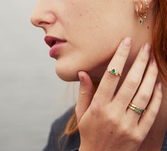 Emerald and Diamond Pear Ring