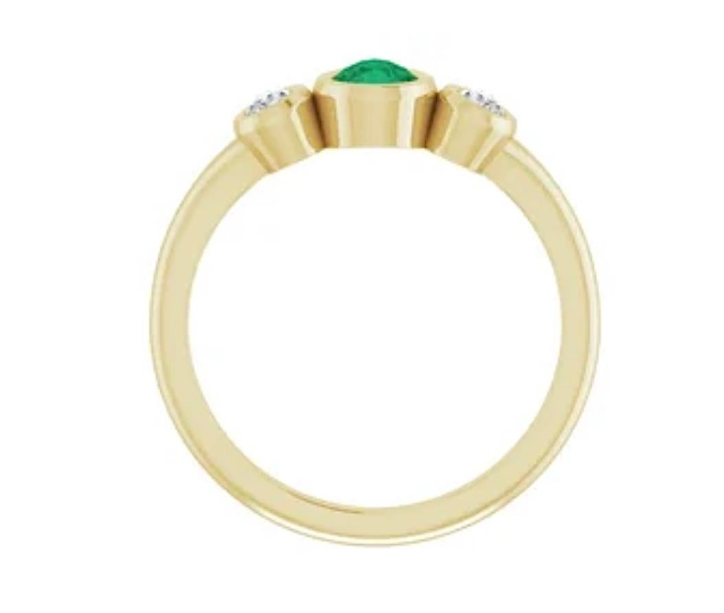 Anello a pera con smeraldo e diamante In condizioni Nuovo in vendita a Woodland Hills, CA