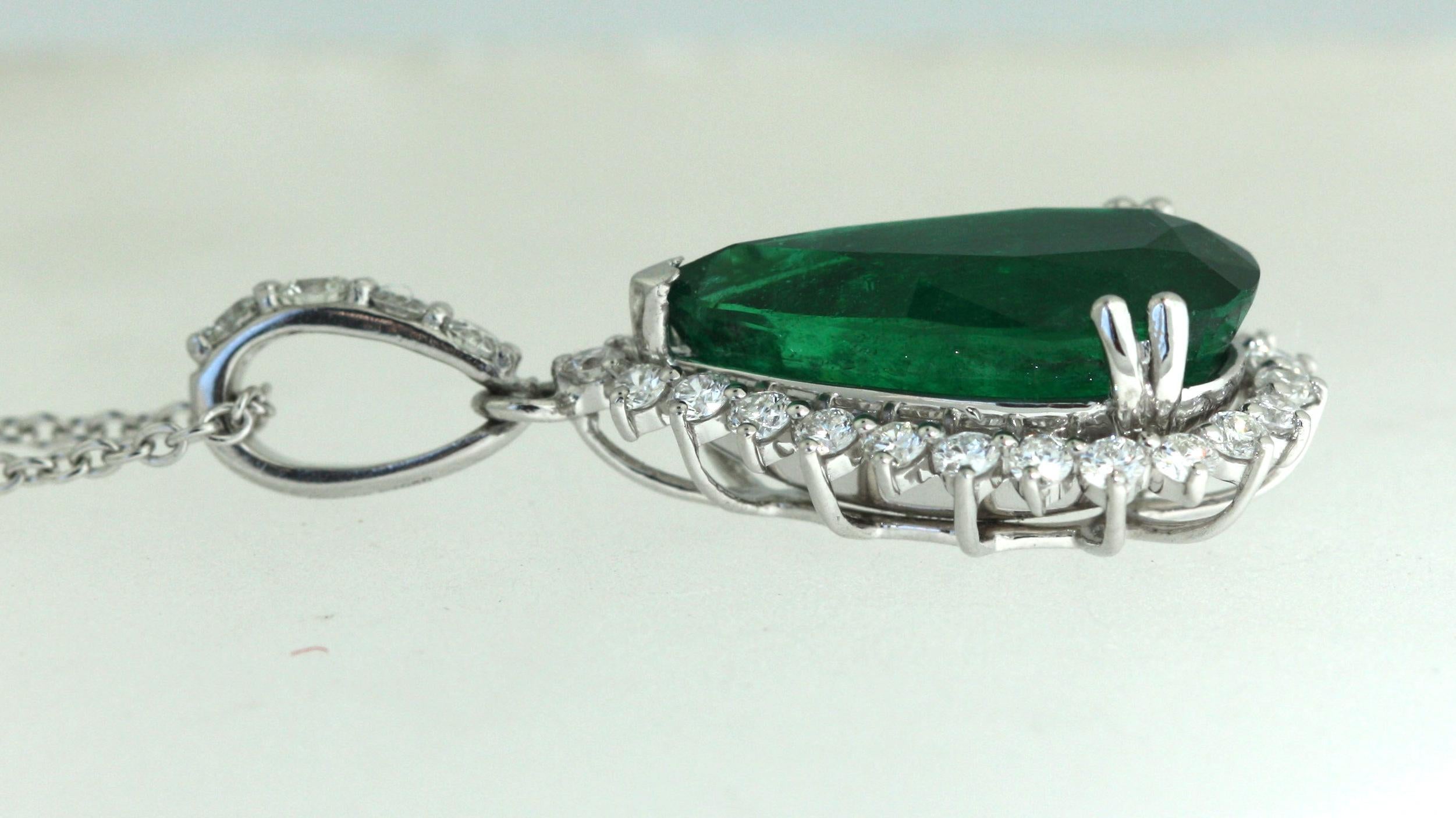 Emerald Cut Emerald and Diamond Pendant