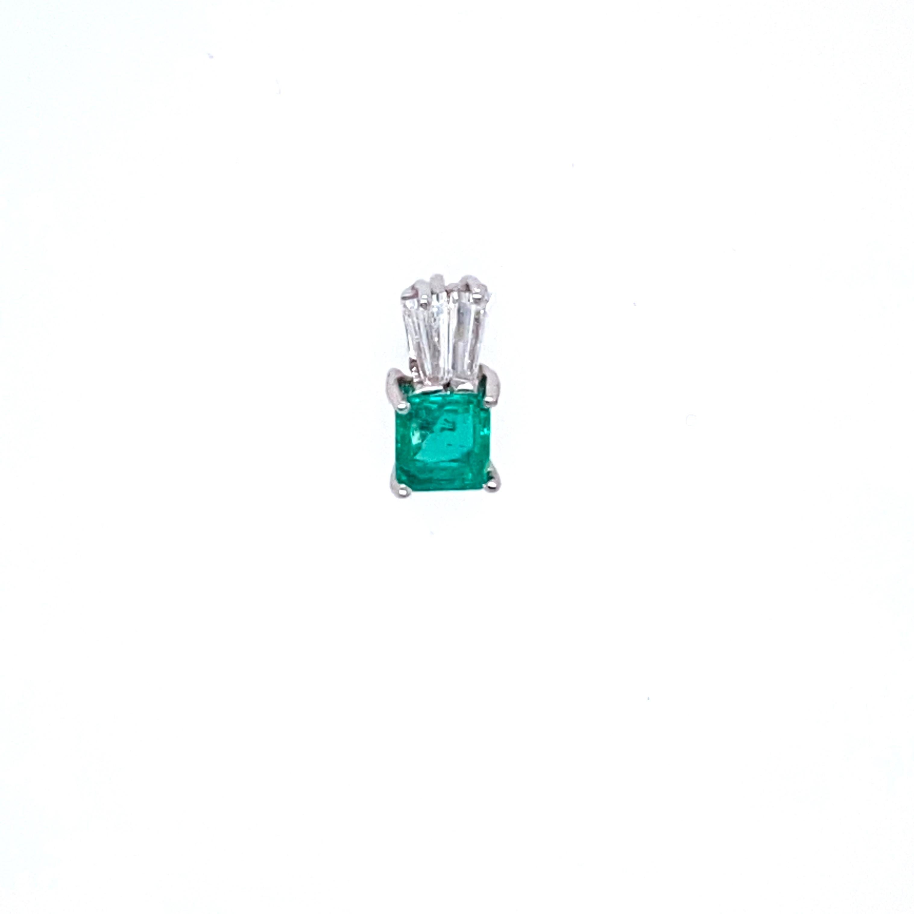 Emerald Cut Emerald and Diamond Pendant