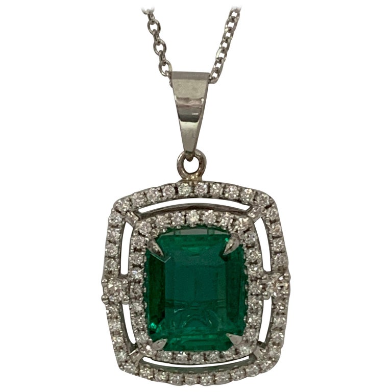 Emerald and Diamond Pendant at 1stDibs