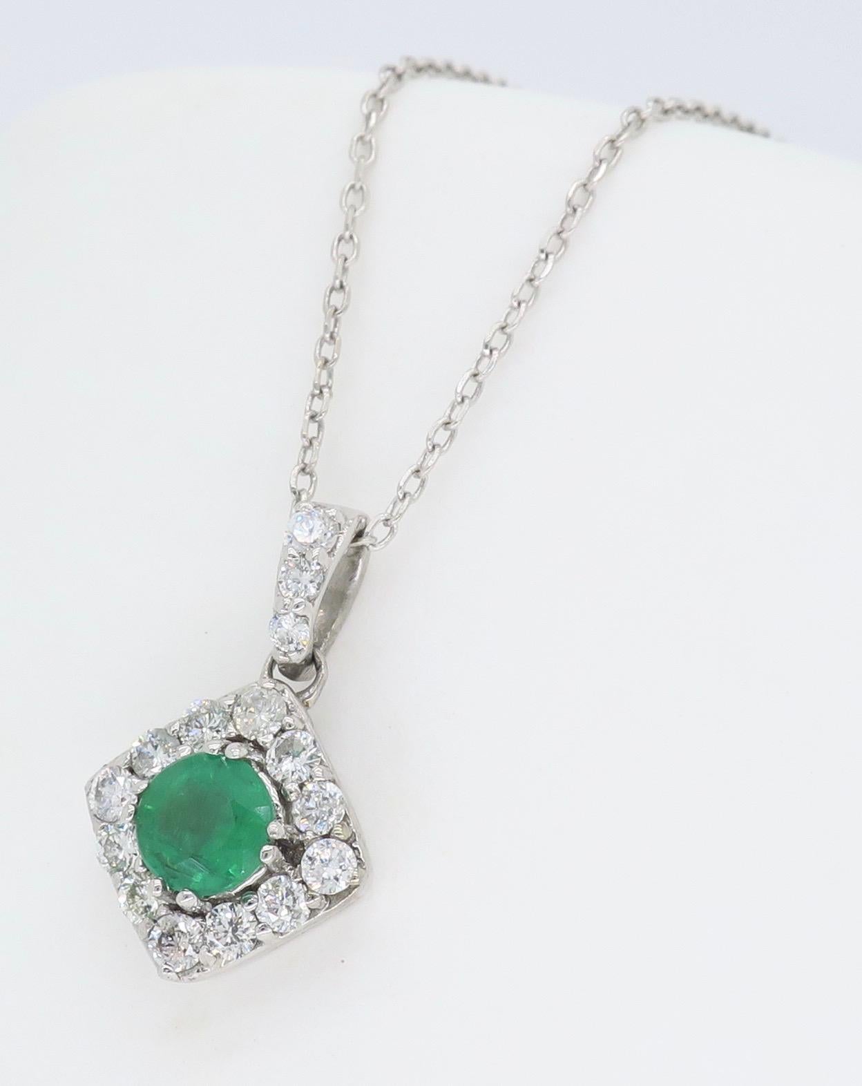 Emerald and Diamond Pendant Necklace 2