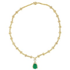 Collier pendentif émeraude et diamant