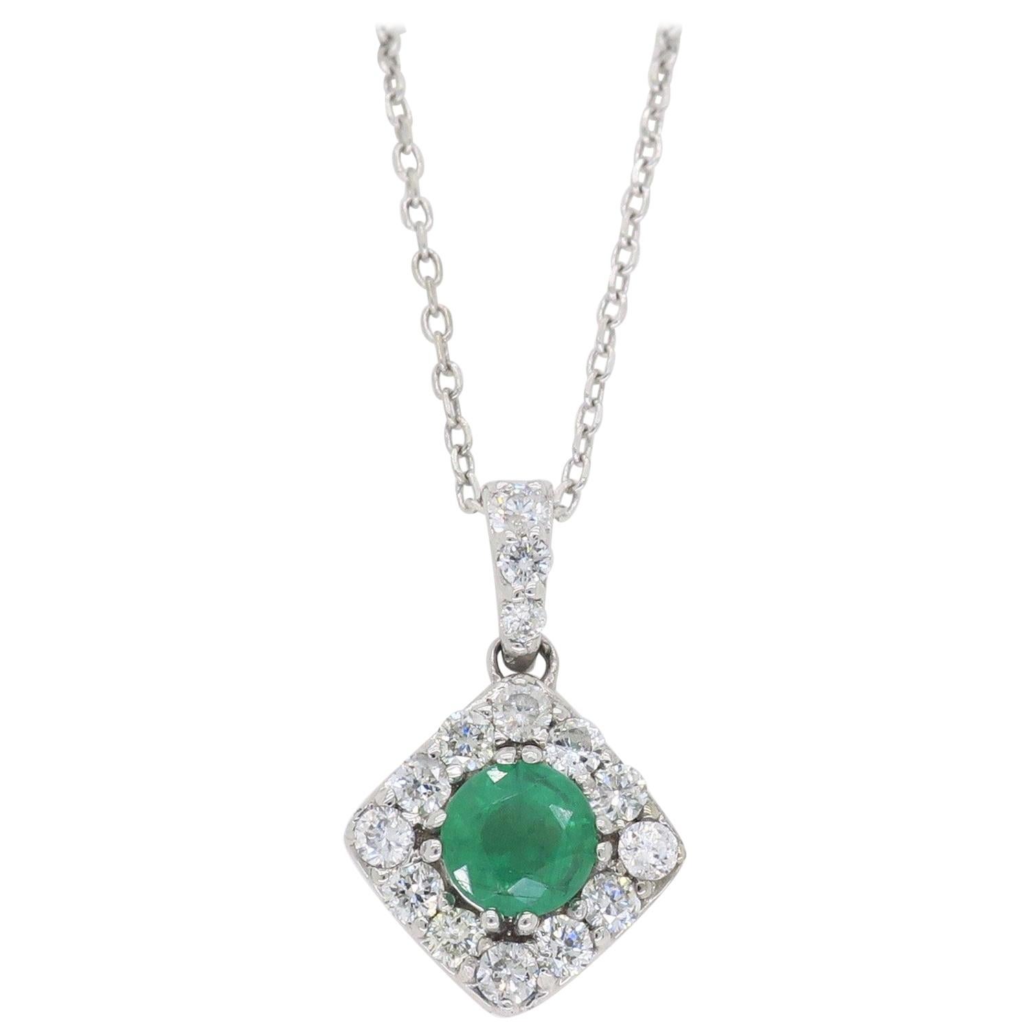 Emerald and Diamond Pendant Necklace