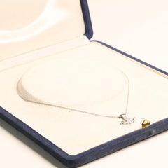 Anchor Shape Pendant. Round Diamond Emerald Anchor Shape Platinum Necklace