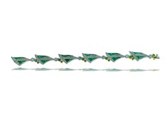 Emerald and Diamond Platinum and 18k Yellow Gold Bracelet