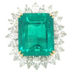 Emerald and Diamond Platinum and Gold Ring