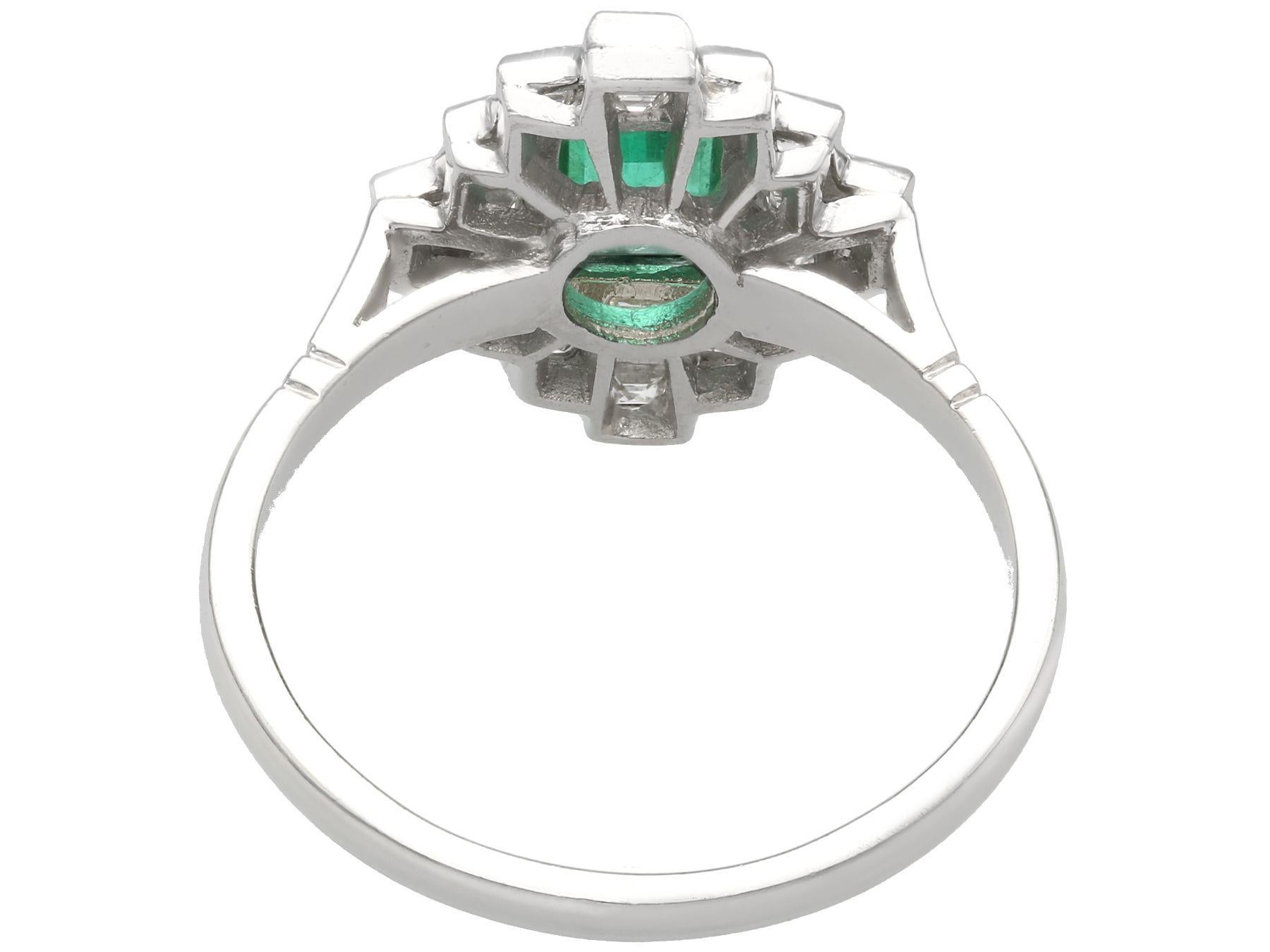 Women's Emerald Cut Emerald and Diamond Platinum Cocktail Ring Art Deco, Circa 1940