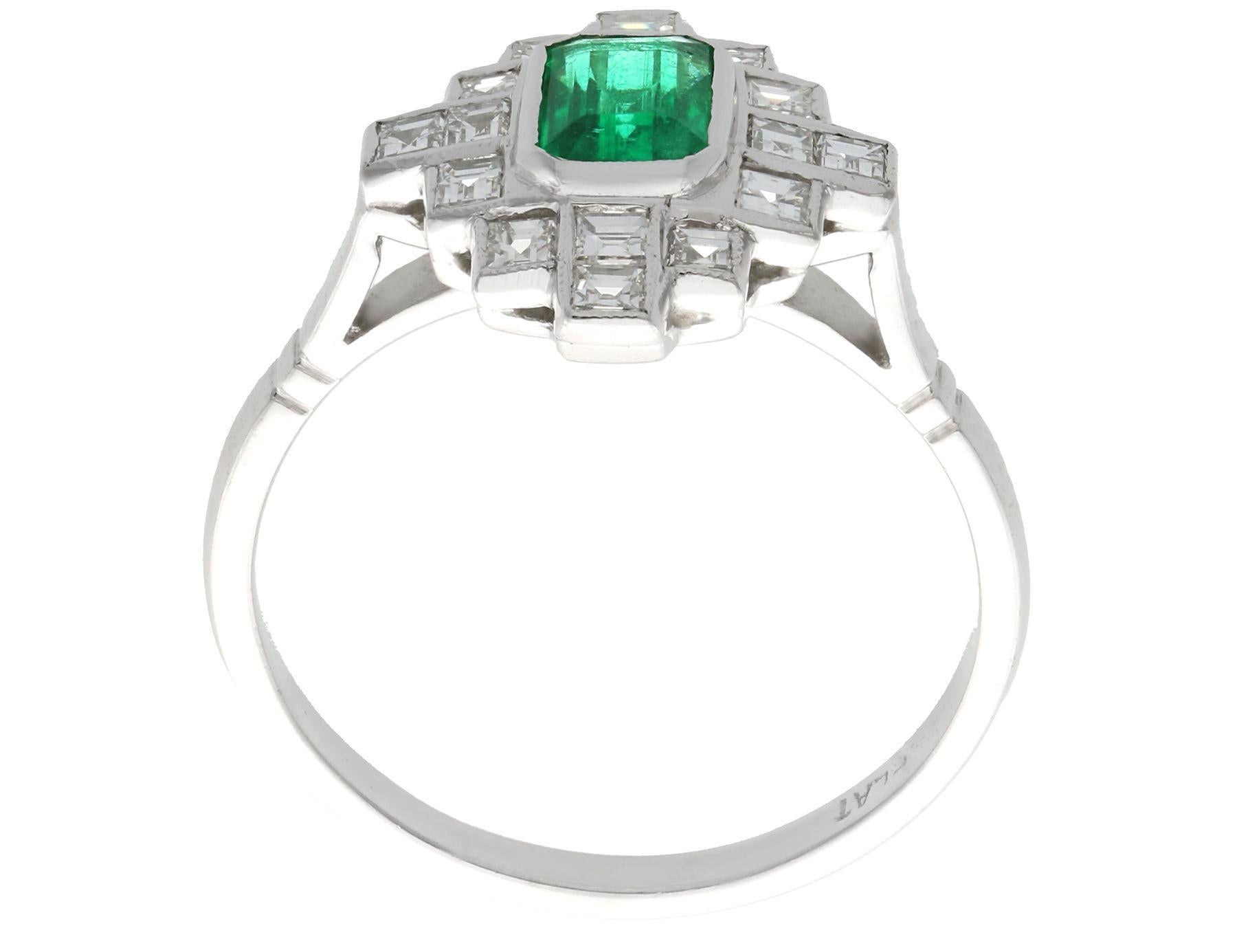 Emerald Cut Emerald and Diamond Platinum Cocktail Ring Art Deco, Circa 1940 1