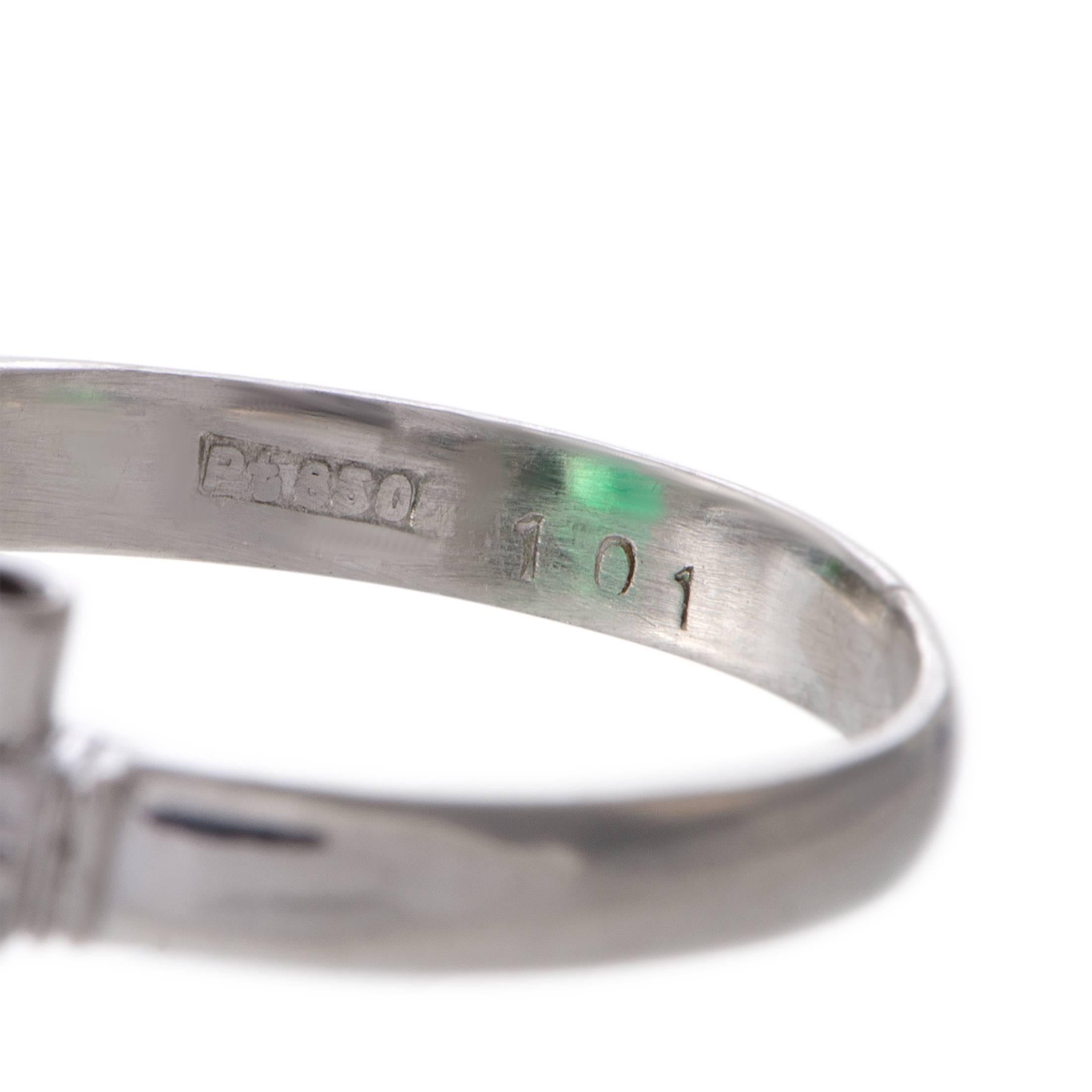 Women's Emerald and Diamond Platinum Cocktail Ring