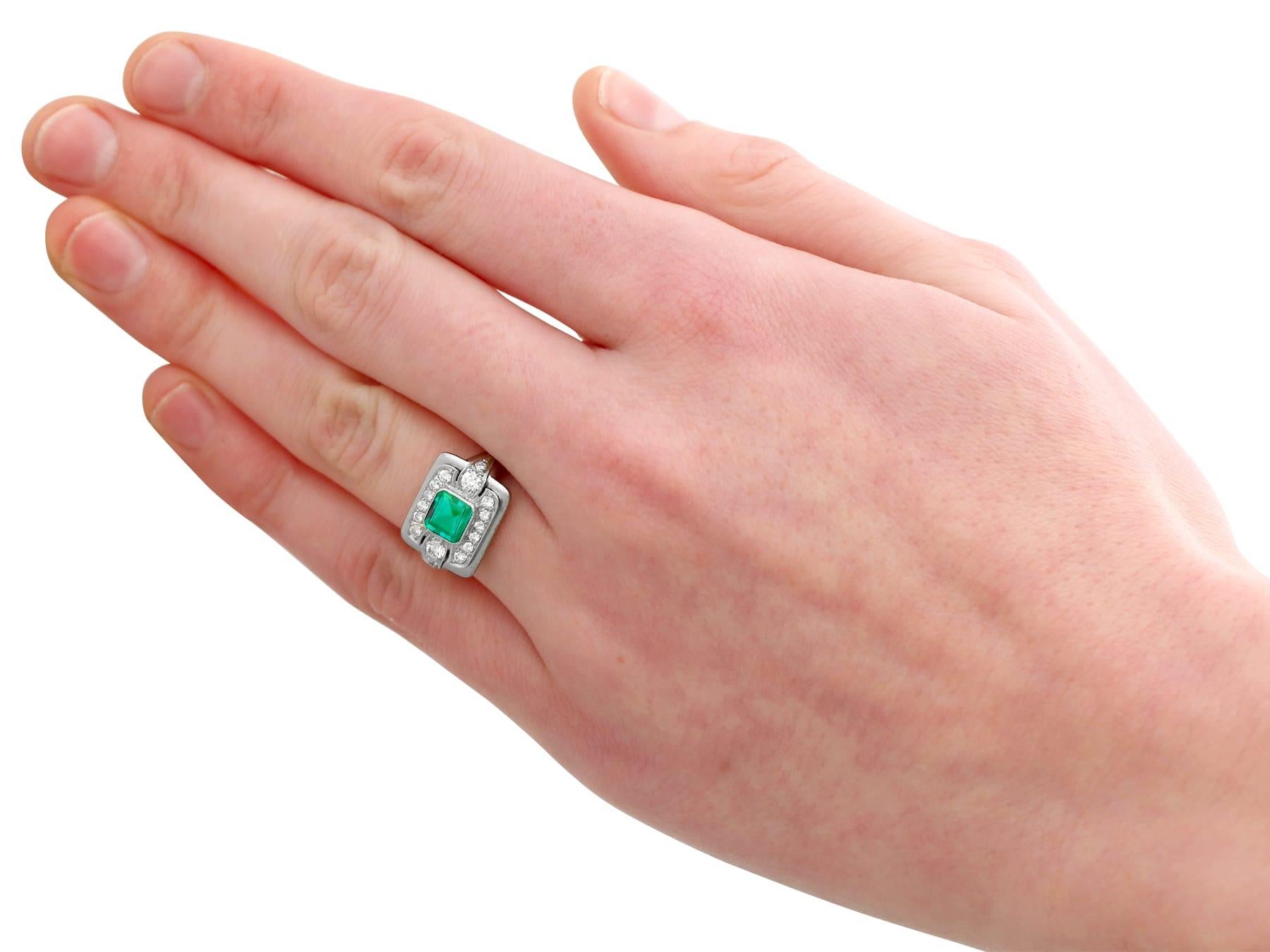 Emerald and Diamond Platinum Cocktail Ring For Sale 2