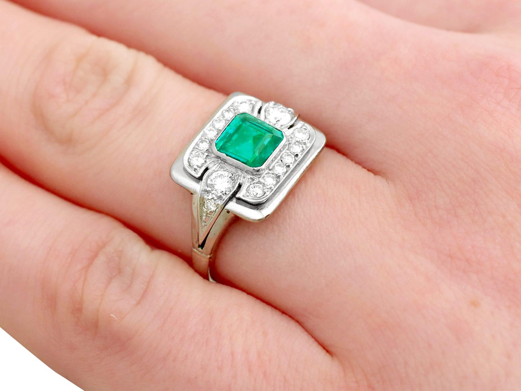 Emerald and Diamond Platinum Cocktail Ring For Sale 3