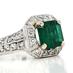 Smaragd und Diamant Verlobungsring aus Platin