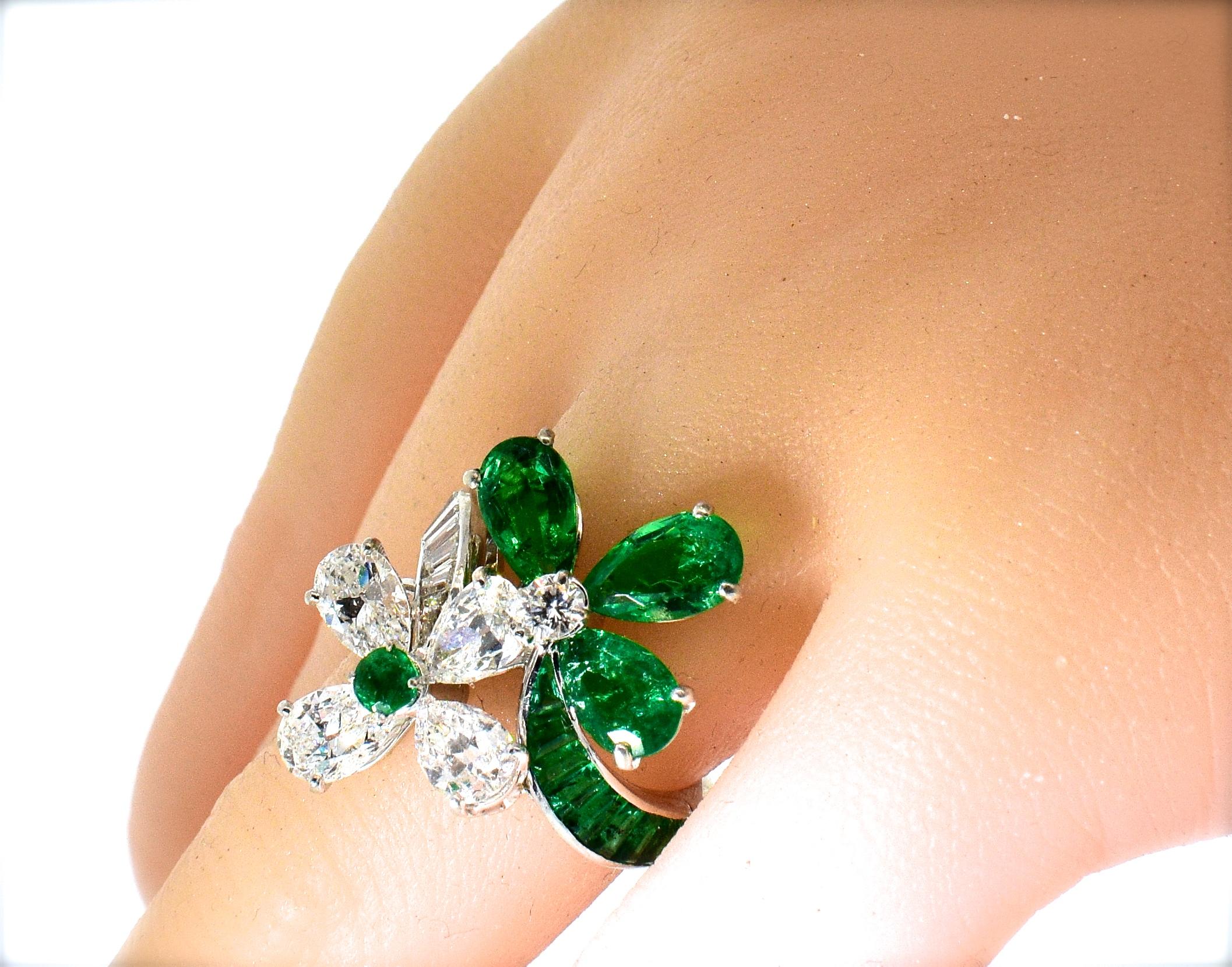 Emerald and Diamond Platinum Ring 3