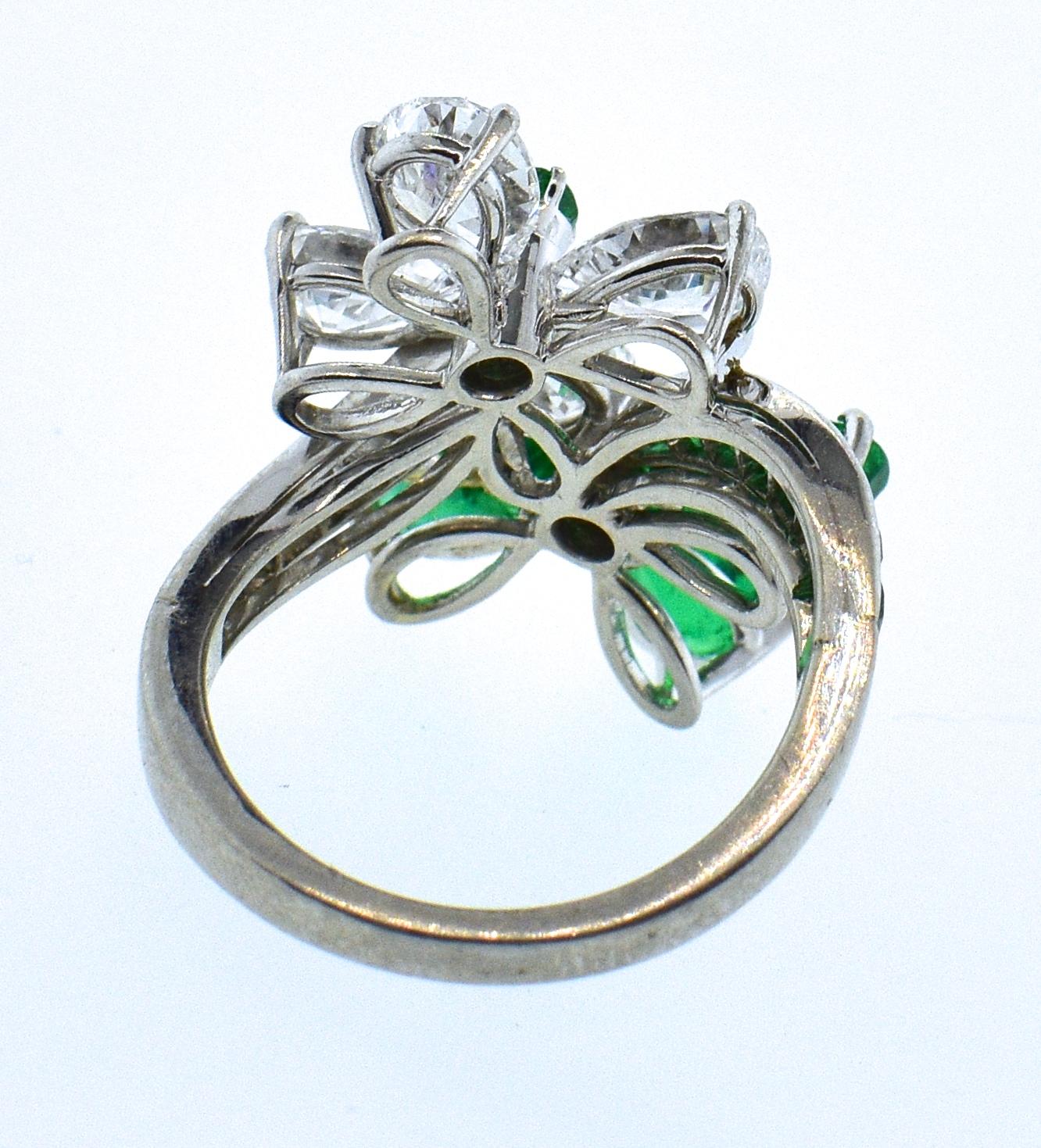 Emerald and Diamond Platinum Ring 5