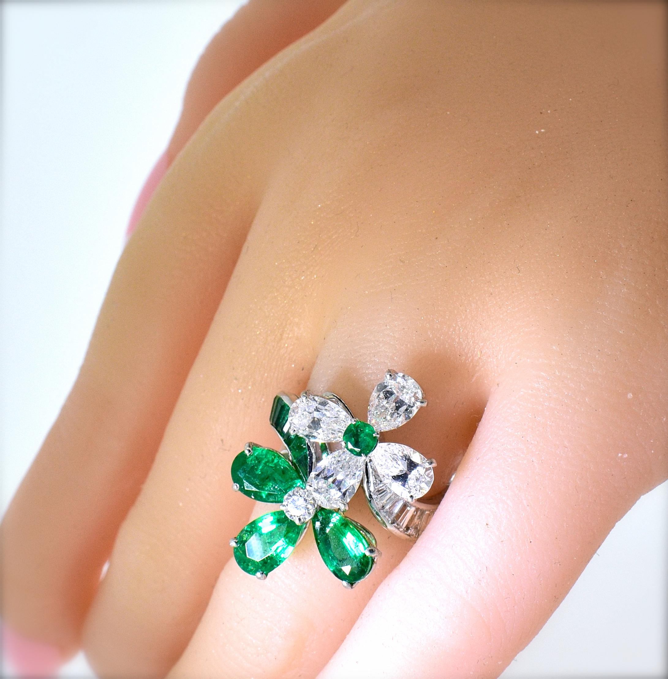 Emerald and Diamond Platinum Ring 1