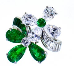 Emerald and Diamond Platinum Ring