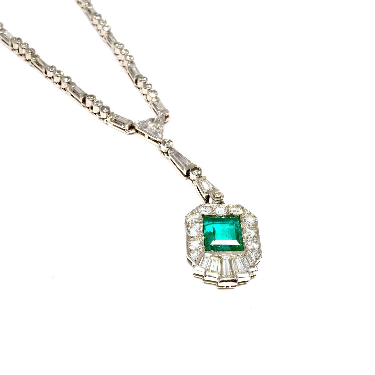 Art Deco Emerald and Diamond Platinum Set