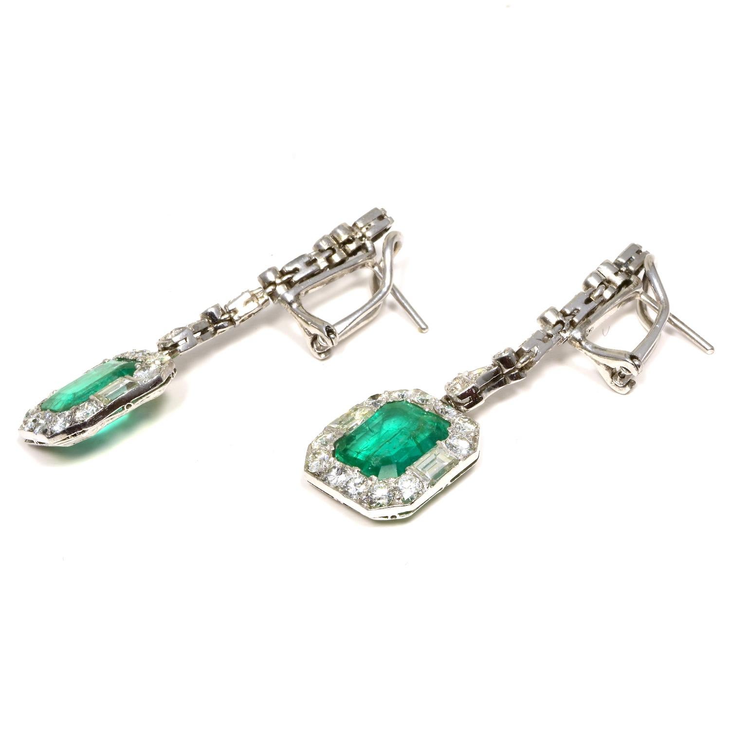 Women's or Men's Emerald and Diamond Platinum Set