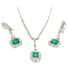 Emerald and Diamond Platinum Set