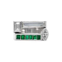 Emerald and Diamond Platinum Setting Ring
