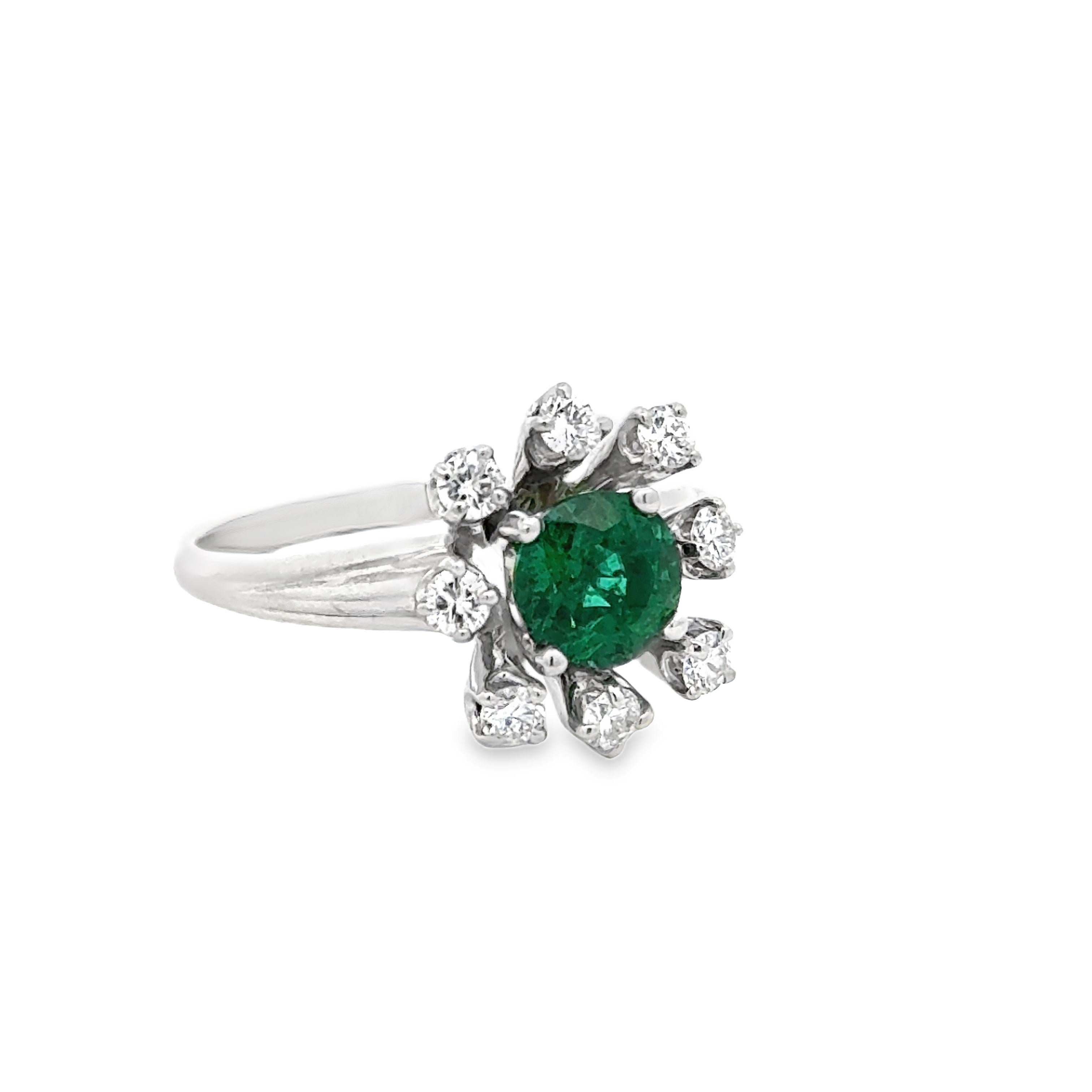 Smaragd und Diamant Platin Vintage Ring im Angebot 2