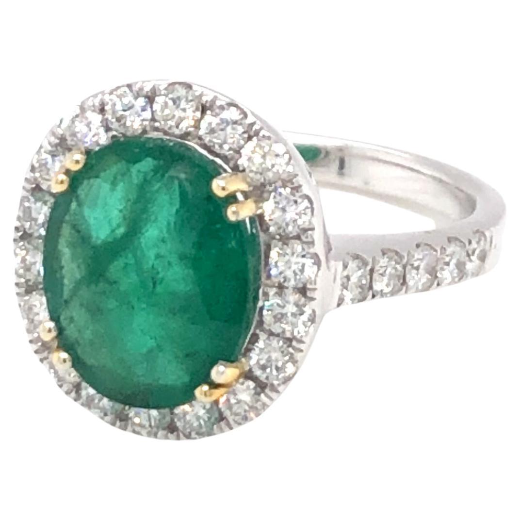 Emerald and Diamond Ring 14K Yellow And White Gold For Sale